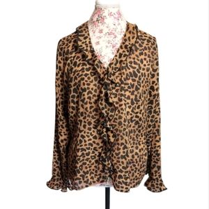 Ruffled leopard print blouse